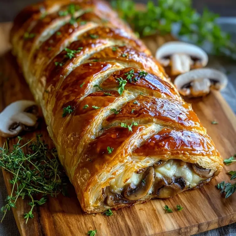 Savory Mushroom & Gruyère Puff Pastry Braid Recipe