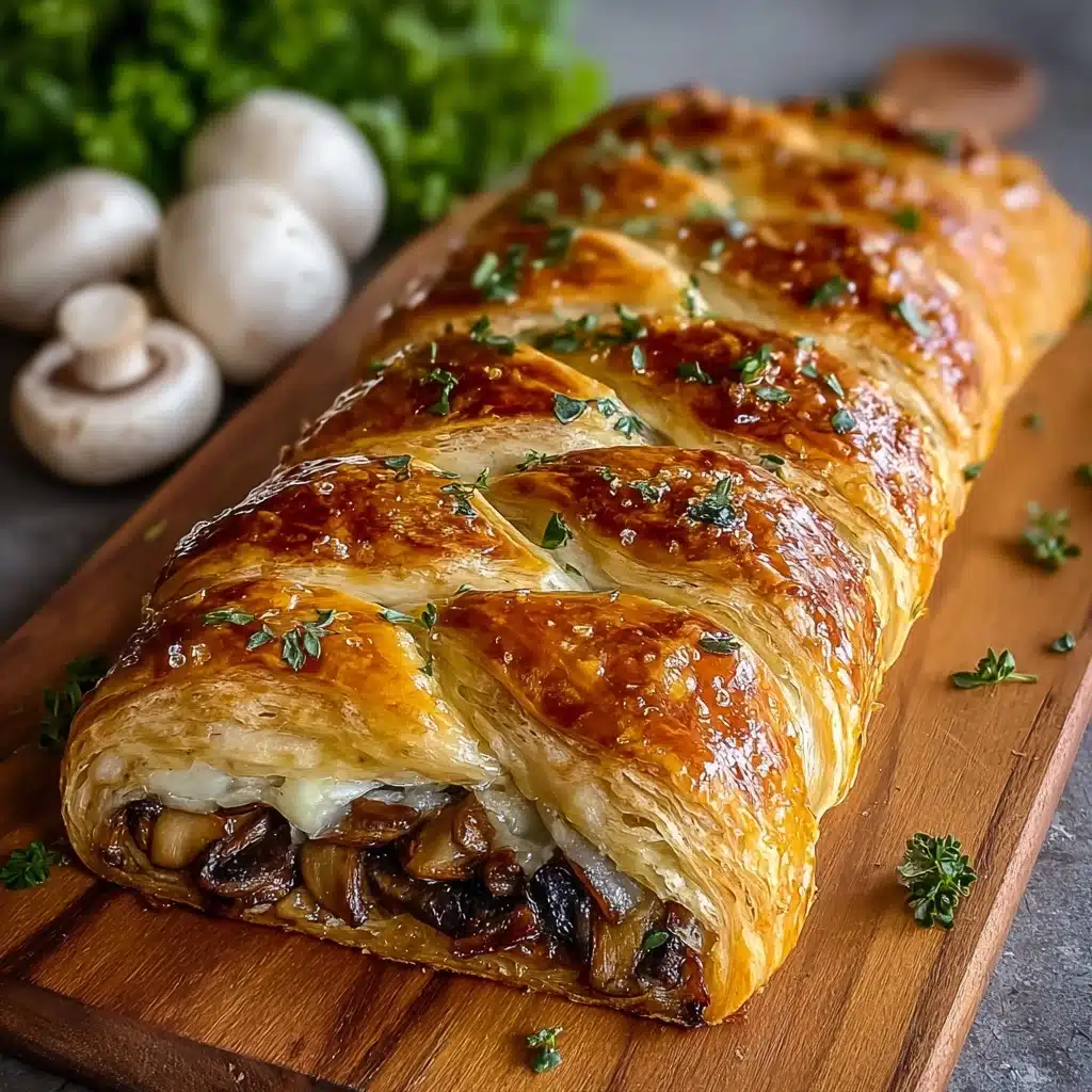 Savory Mushroom & Gruyère Puff Pastry Braid Recipe - Recipe Image