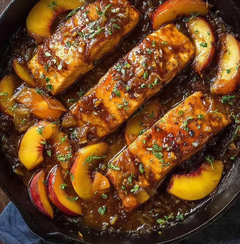 Bourbon Peach Roasted Salmon Recipe