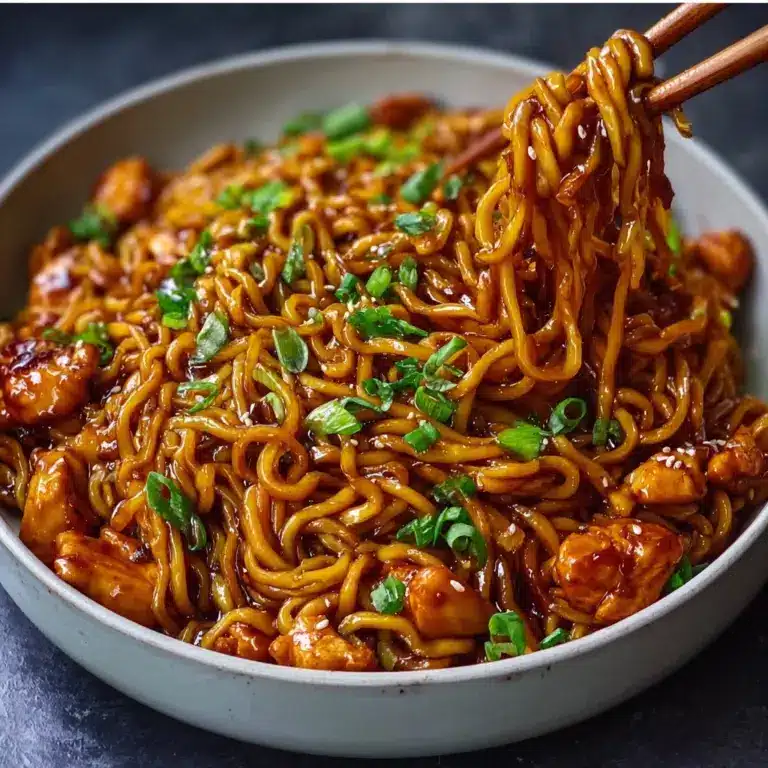 Sticky Garlic Chicken Noodles Recipe