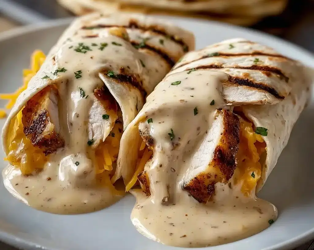 Cheesy Garlic Chicken Wraps Recipe