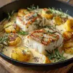 the best Cod & Potatoes in Rosemary Cream Sauce Recipe