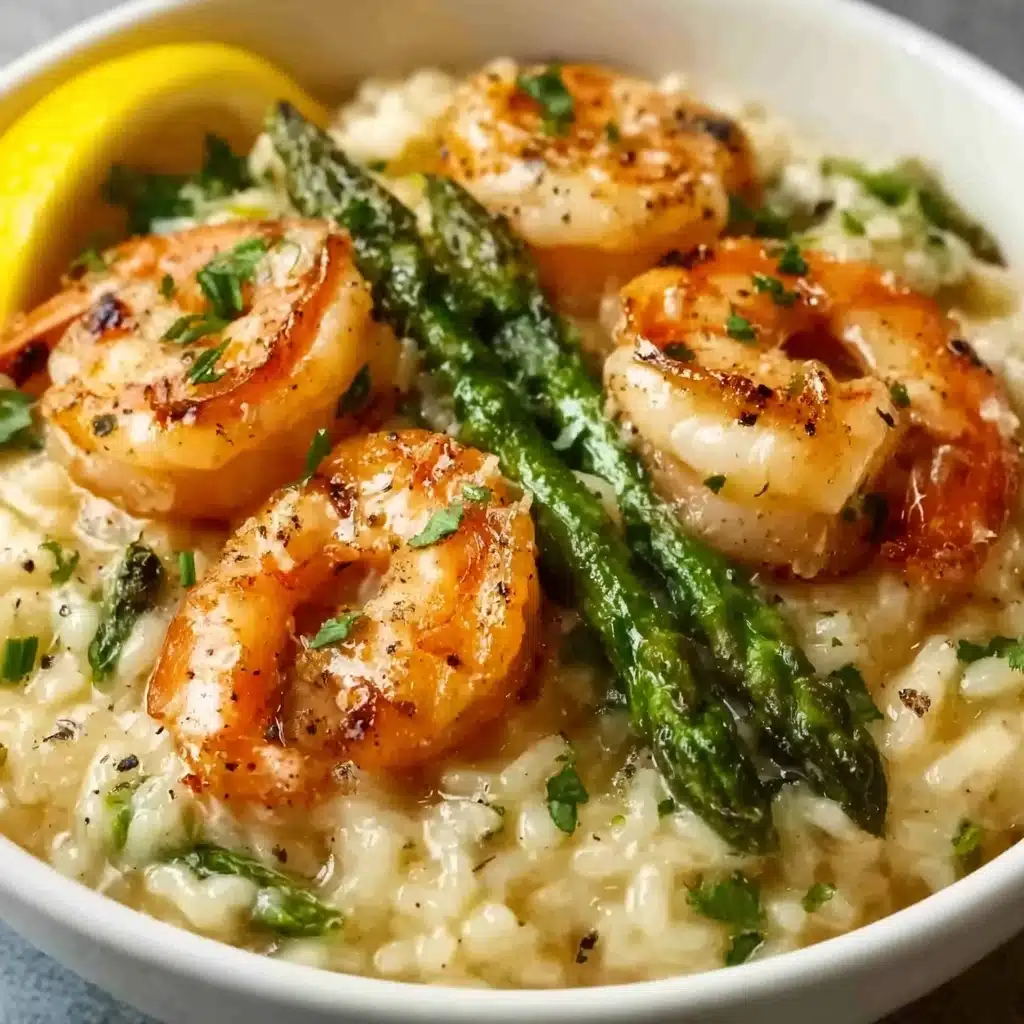 The Best Lemon Butter Shrimp and Asparagus Risotto Recipe - Recipe Image
