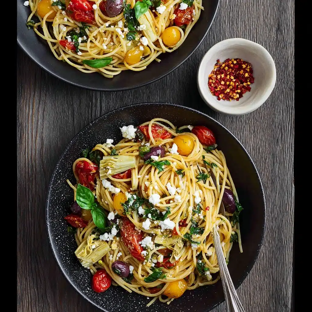 Simple Mediterranean Olive Oil Pasta Recipe - Recipe Image