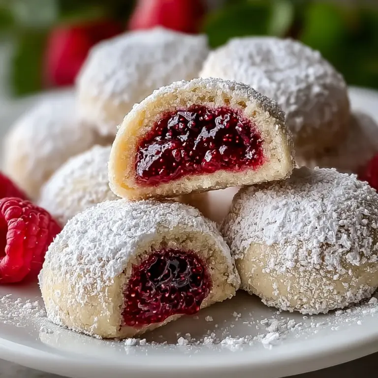 Raspberry Filled Almond Snowball Cookies Recipe