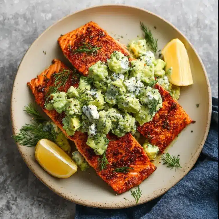 Baked Salmon with Avocado & Feta Recipe