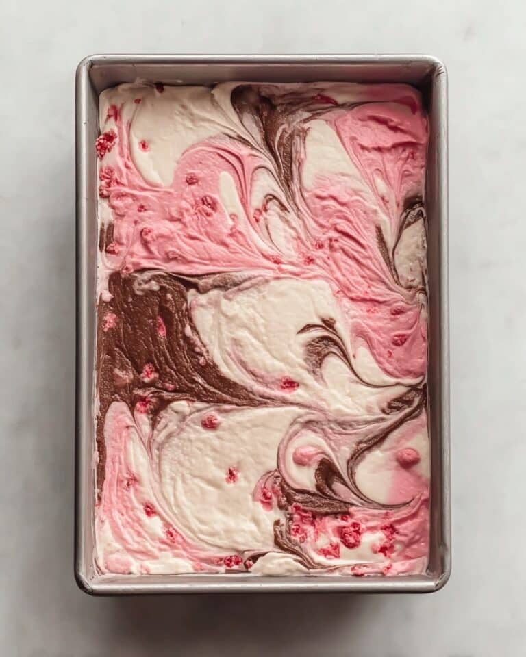 Perfect Vanilla-Chocolate-Strawberry Swirled Sheet Cake Recipe