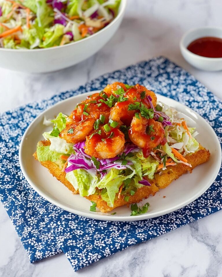 Asian Crunch Chicken Salad on Crispy Egg Roll Base Recipe