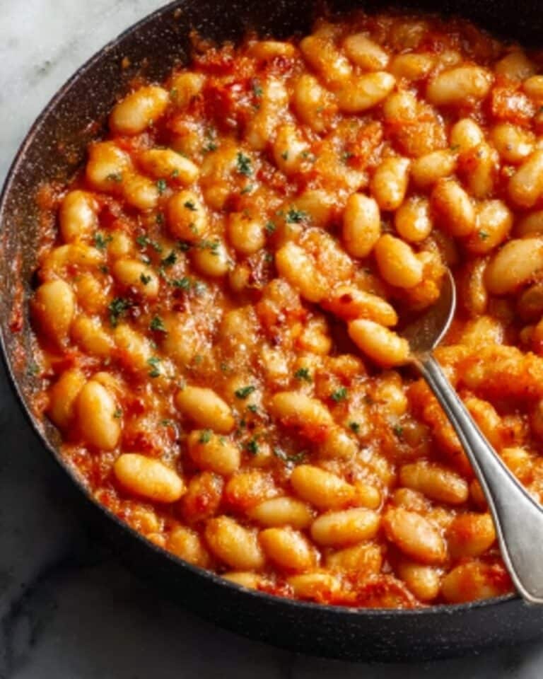 Comforting and Easy Cheesy White Bean Tomato Bake Recipe
