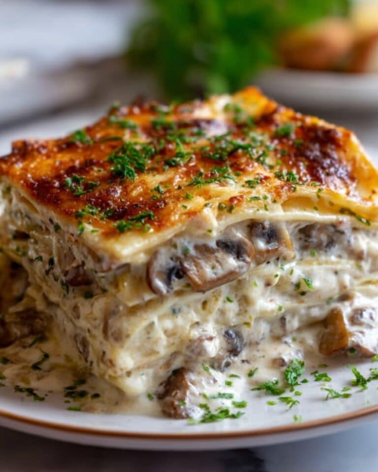 Mushroom Lasagna with Bechamel, Tomatoes, and Spinach Recipe