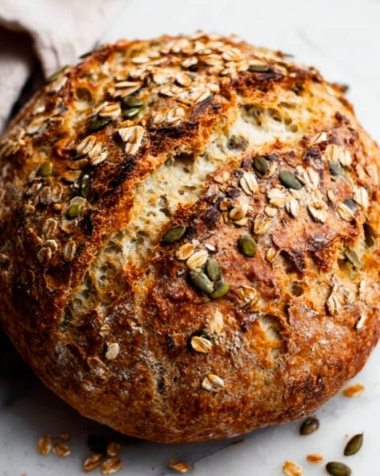 No Knead Seeded Oat Bread Recipe