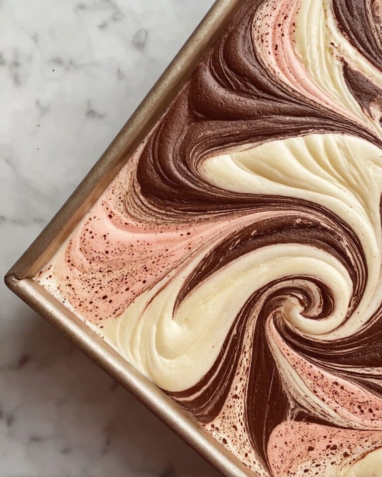 Vanilla-Chocolate-Strawberry Swirled Sheet Cake Recipe