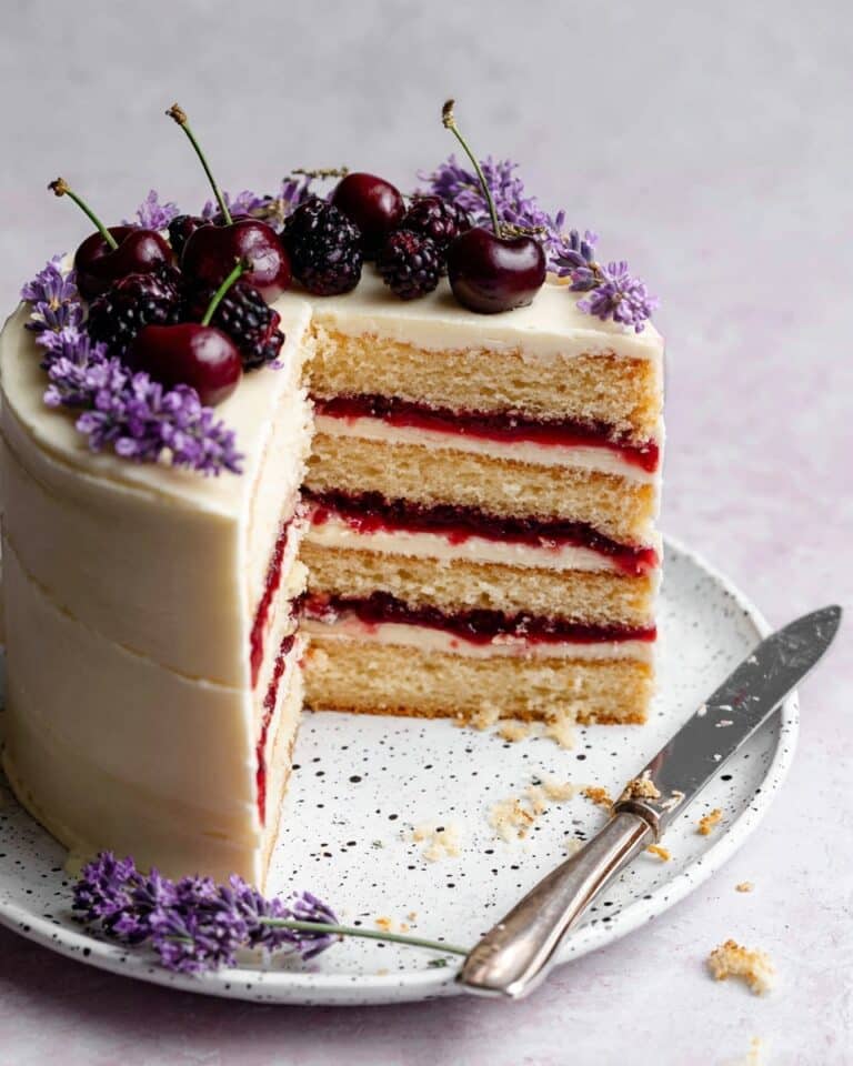 Fresh Cherry Cake with Homemade Cherry Filling and Buttercream Frosting Recipe