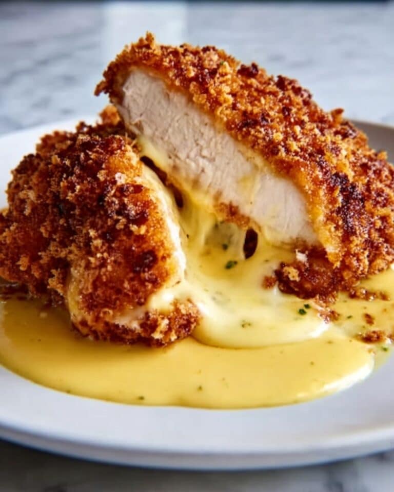 Savory Pretzel Chicken with Mustard-Cheddar Sauce Recipe