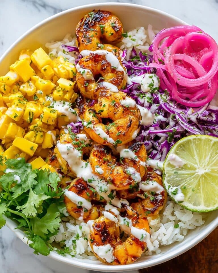 Shrimp Taco Bowl with Mango, Corn, and Cilantro Lime Crema Recipe