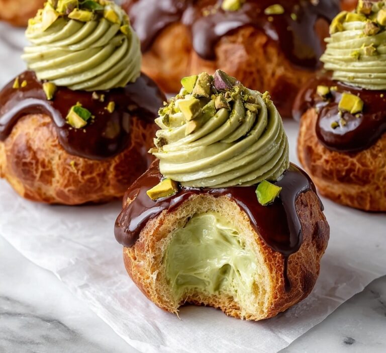Pistachio Chocolate Choux Buns Recipe