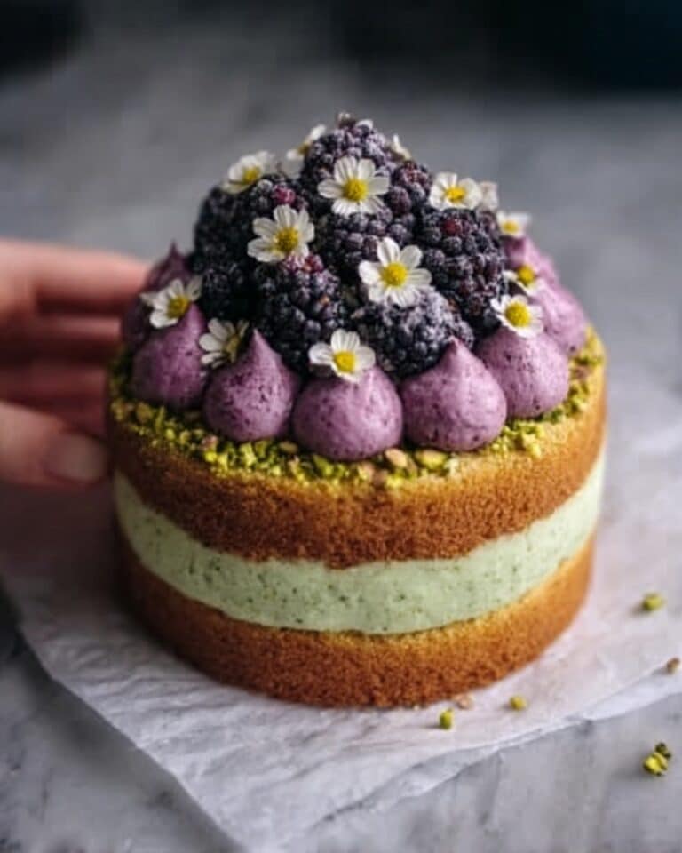 Pistachio and Blackberry Olive Oil Cake Recipe