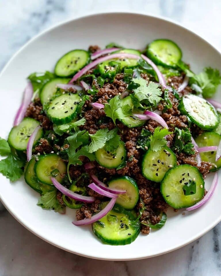 Spicy Korean Ground Beef with Cucumber Salad Recipe