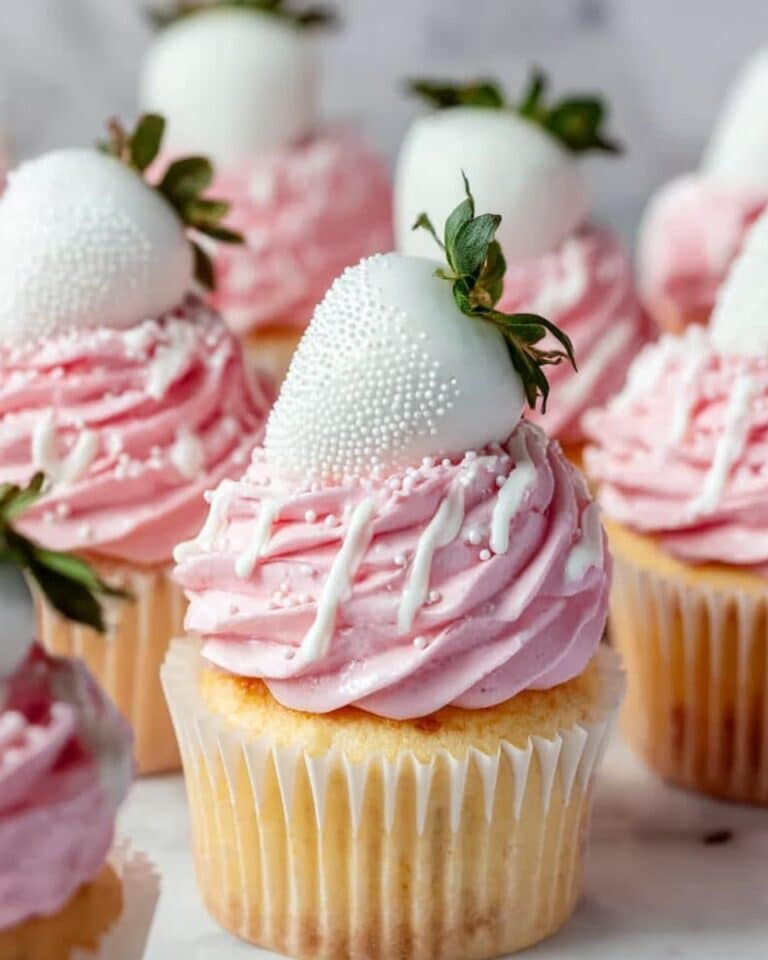 White Chocolate Covered Strawberry Cupcakes Recipe