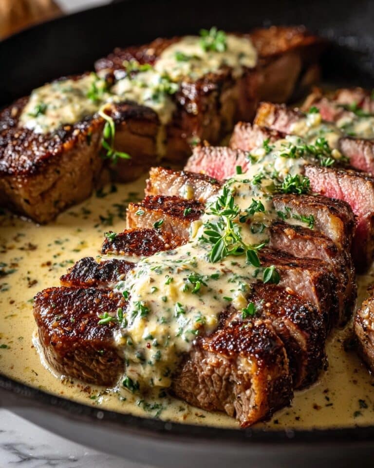Garlic Butter Steak With Parmesan Cream Sauce Recipe