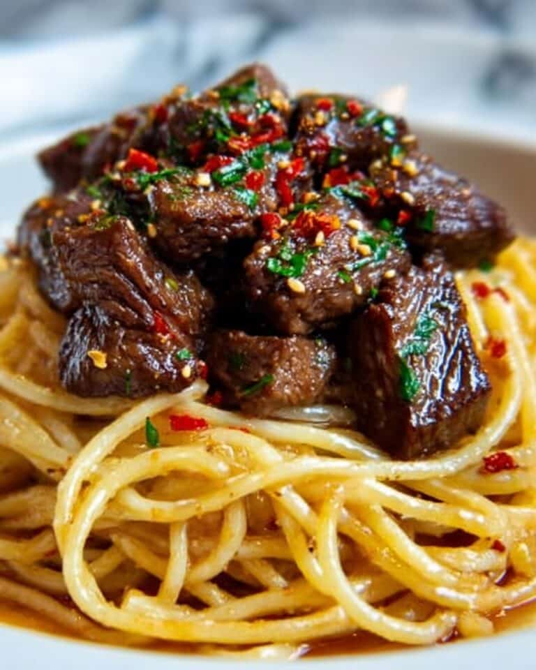 Sweet and Spicy Garlic Steak Pasta Recipe