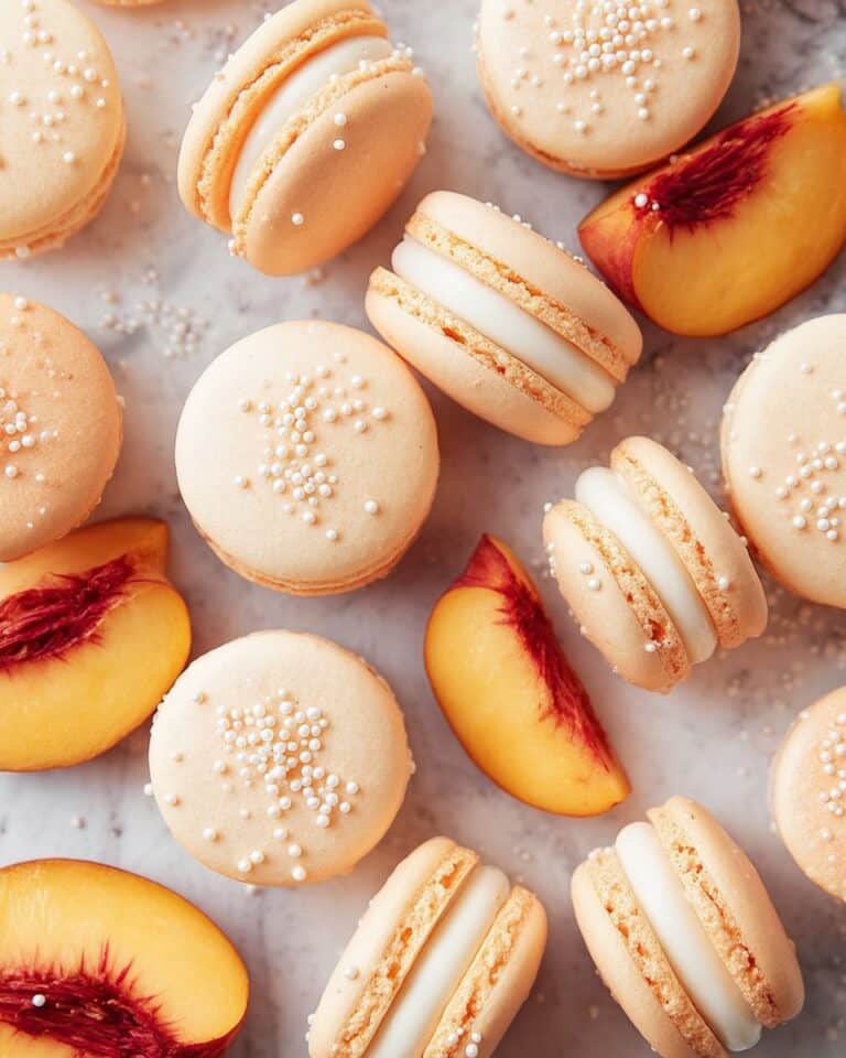 Peach Macarons with Peach Jam and Stabilized Whipped Cream Recipe